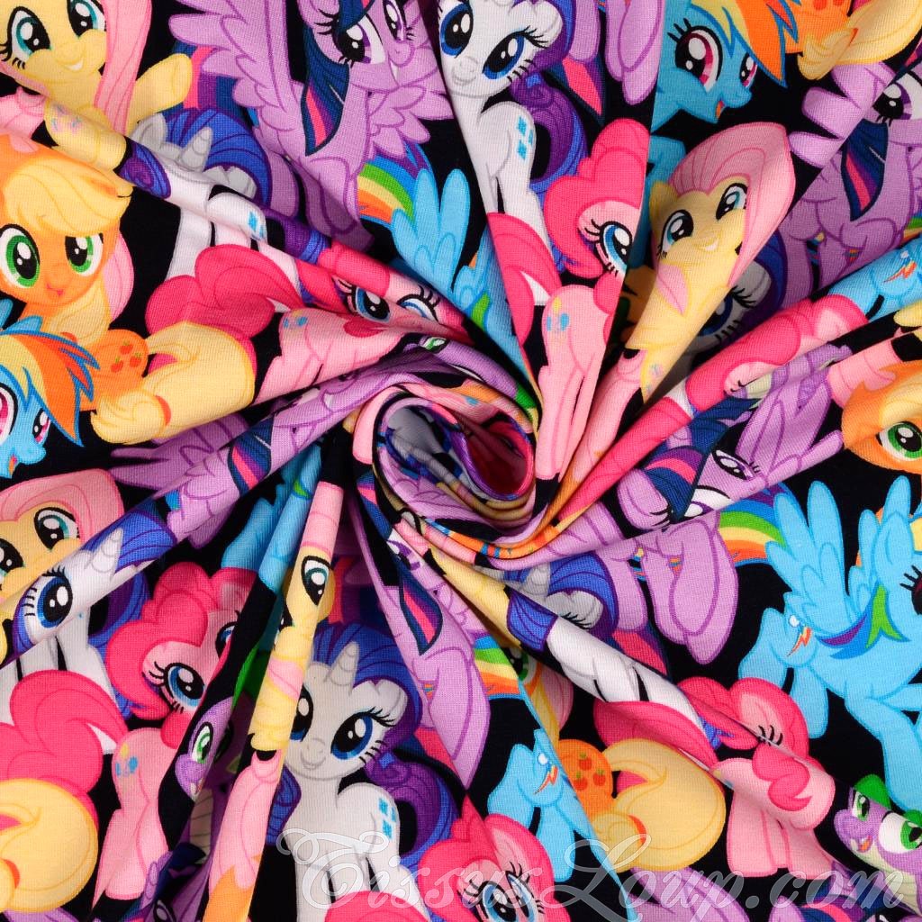 Jersey stof My Little Pony zwarte achtergrond — 3